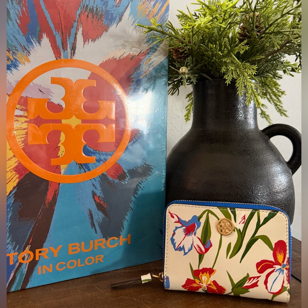 Tory Burch Emerson Floral Iris Zip Wallet